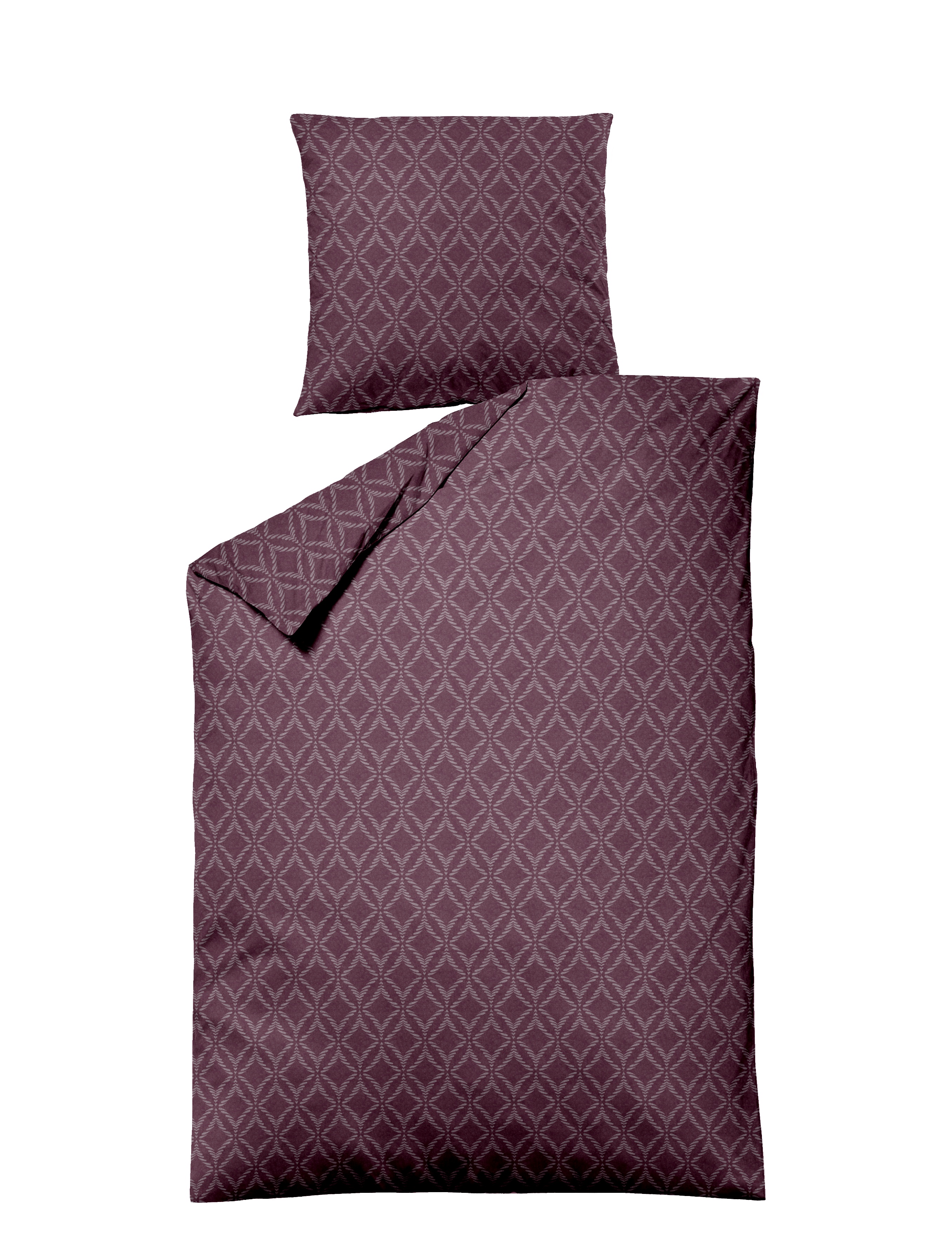 Detail Bild einer Jacquard Flanell Bettwäsche in Bordeaux und Rankenmuster