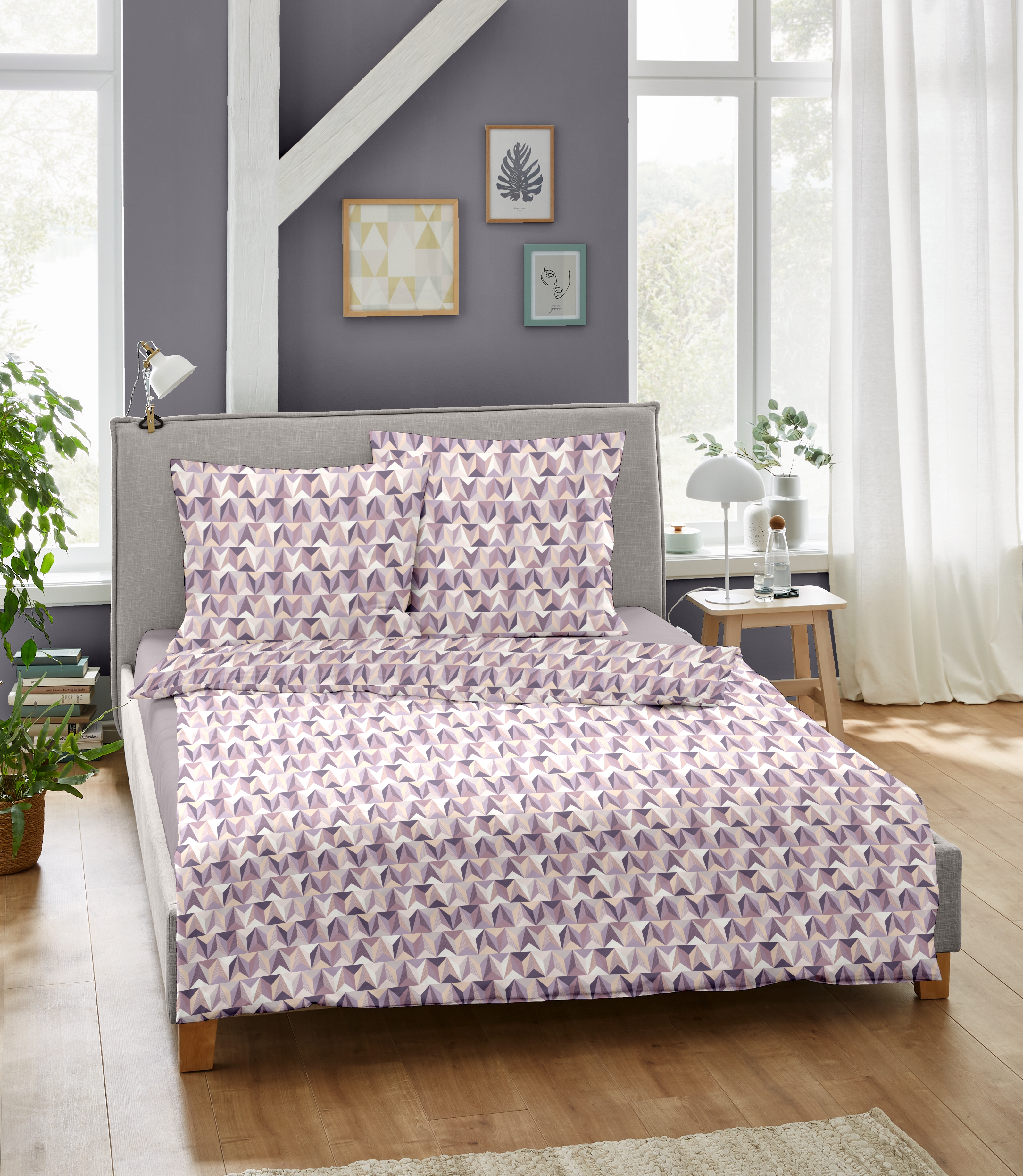 Schöne edle Mako-Satin Bettwäsche im Retro Design