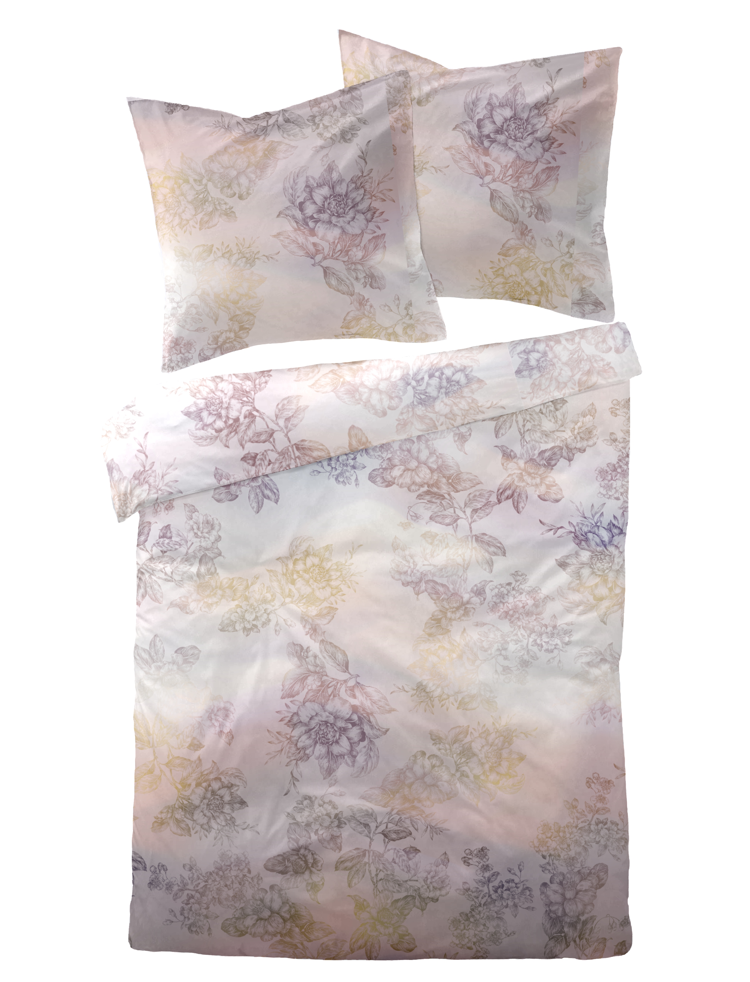 Edle Mako-Satin Bettwäsche im Floralen Farbverlauf