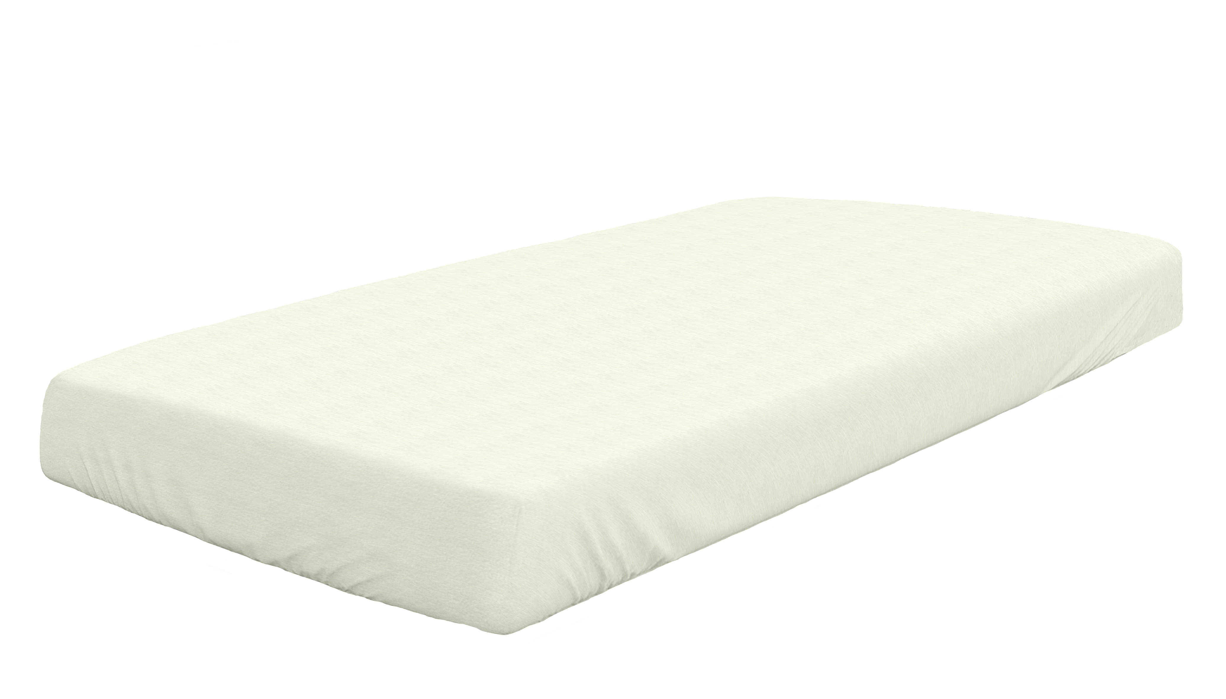 Spannbetttuch in Creme aufgezogen auf einer Matratze