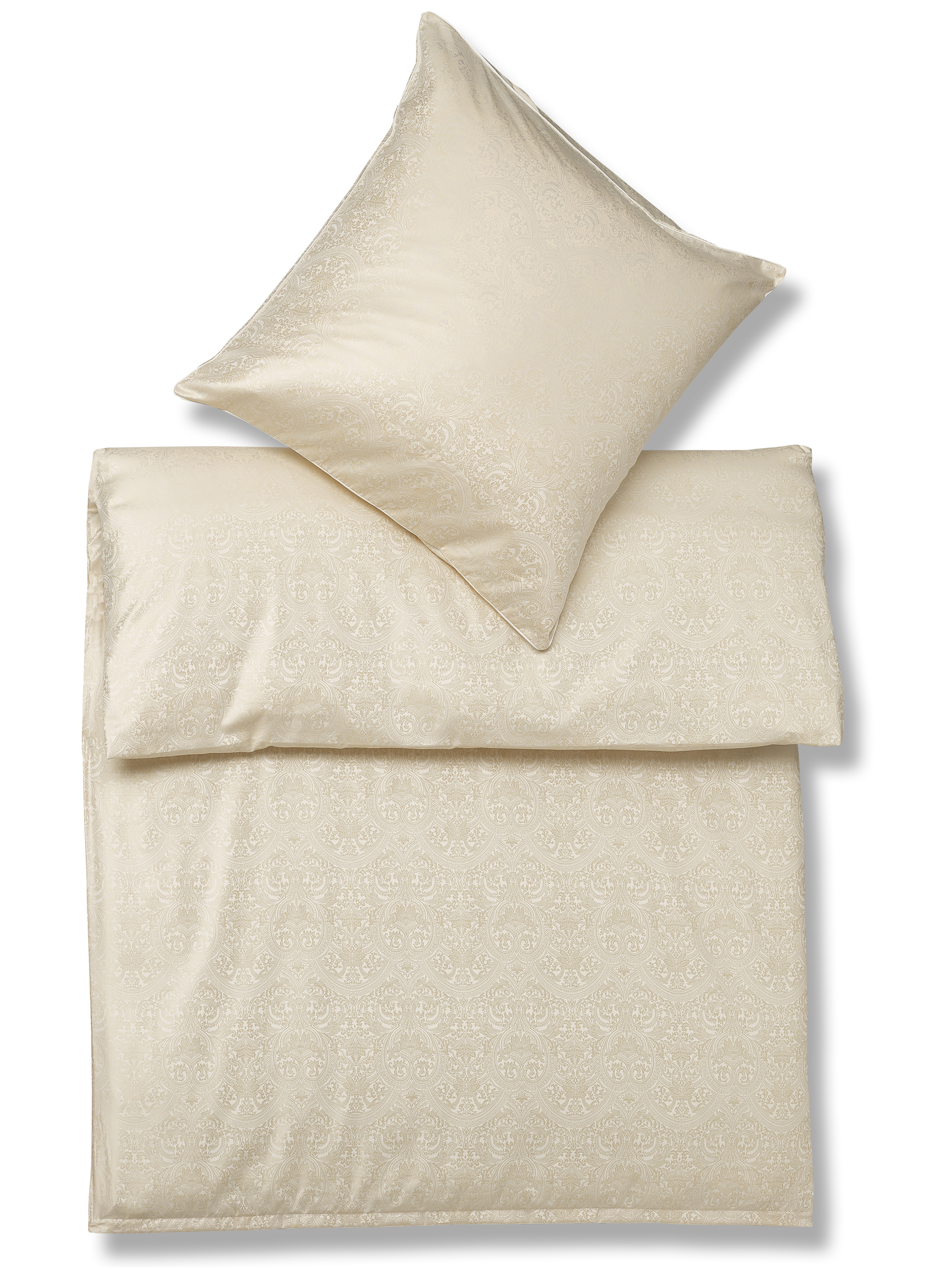 Ralph Bauer Damast-Bettwäsche Feine Ornamente Beige