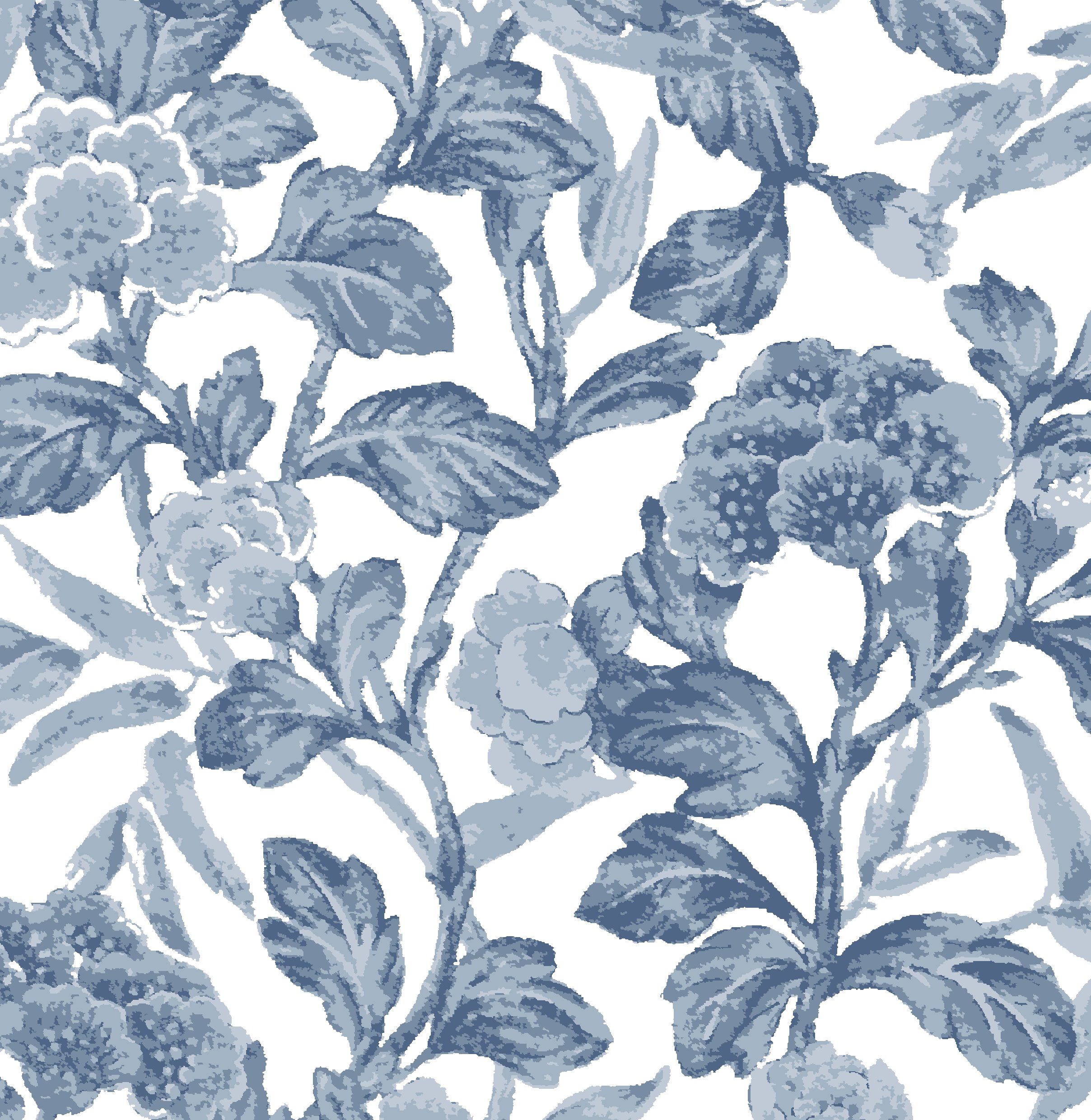 Detailbild Blaue Florale Muster auf Biber Bettwäsche