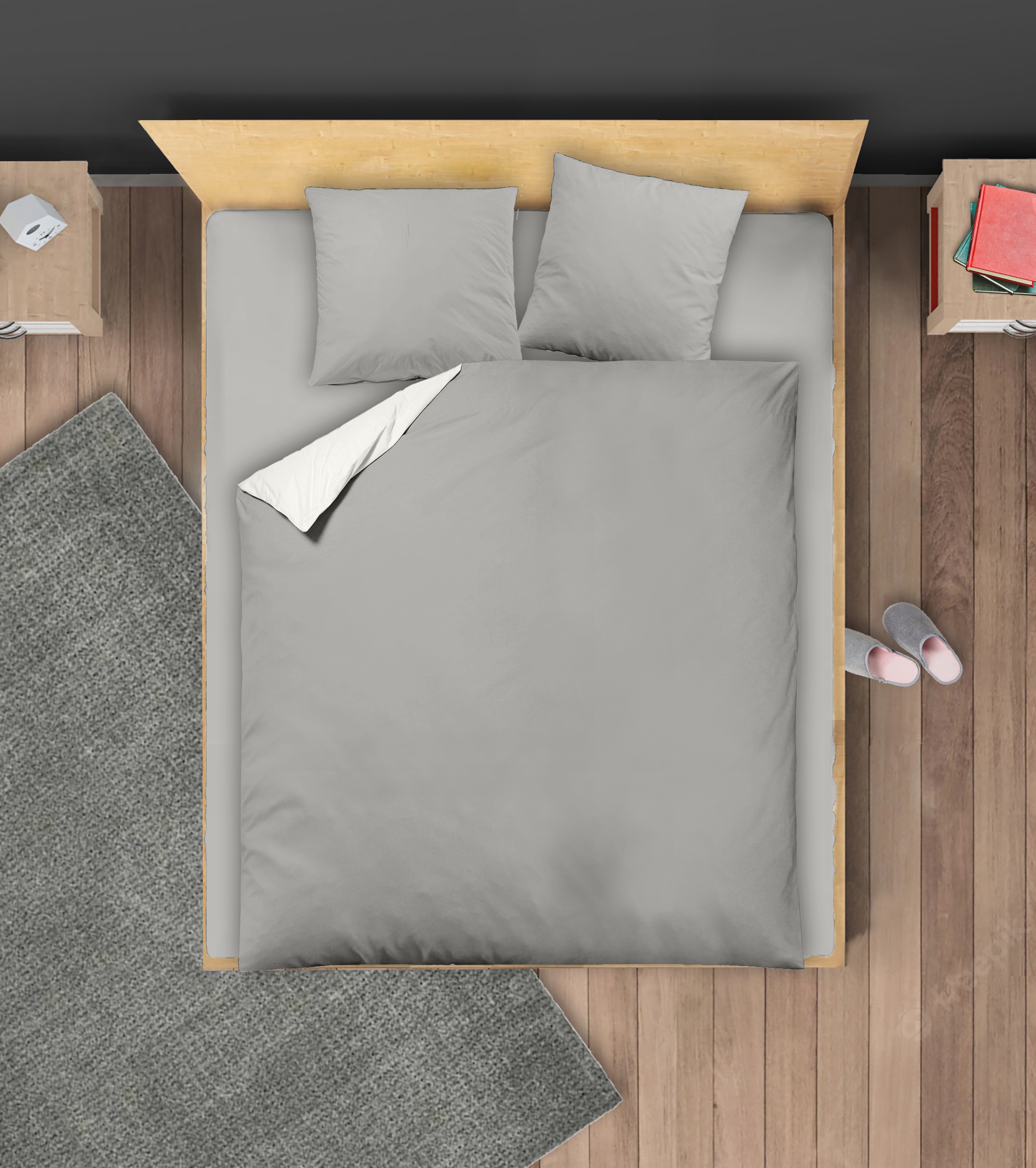 Uni-Satin Wendebettwäsche - silber