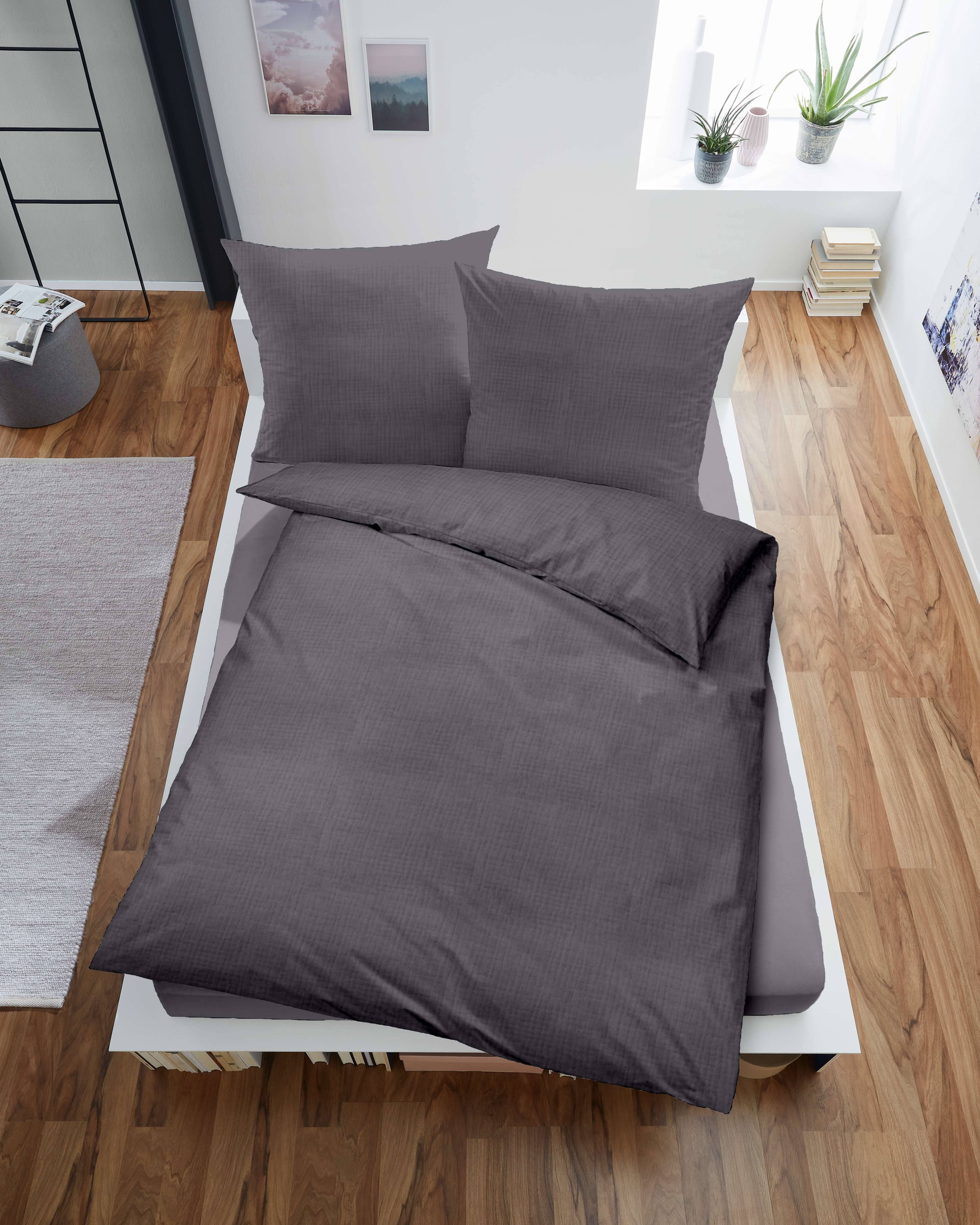 Musselin Bettwäsche - anthrazit