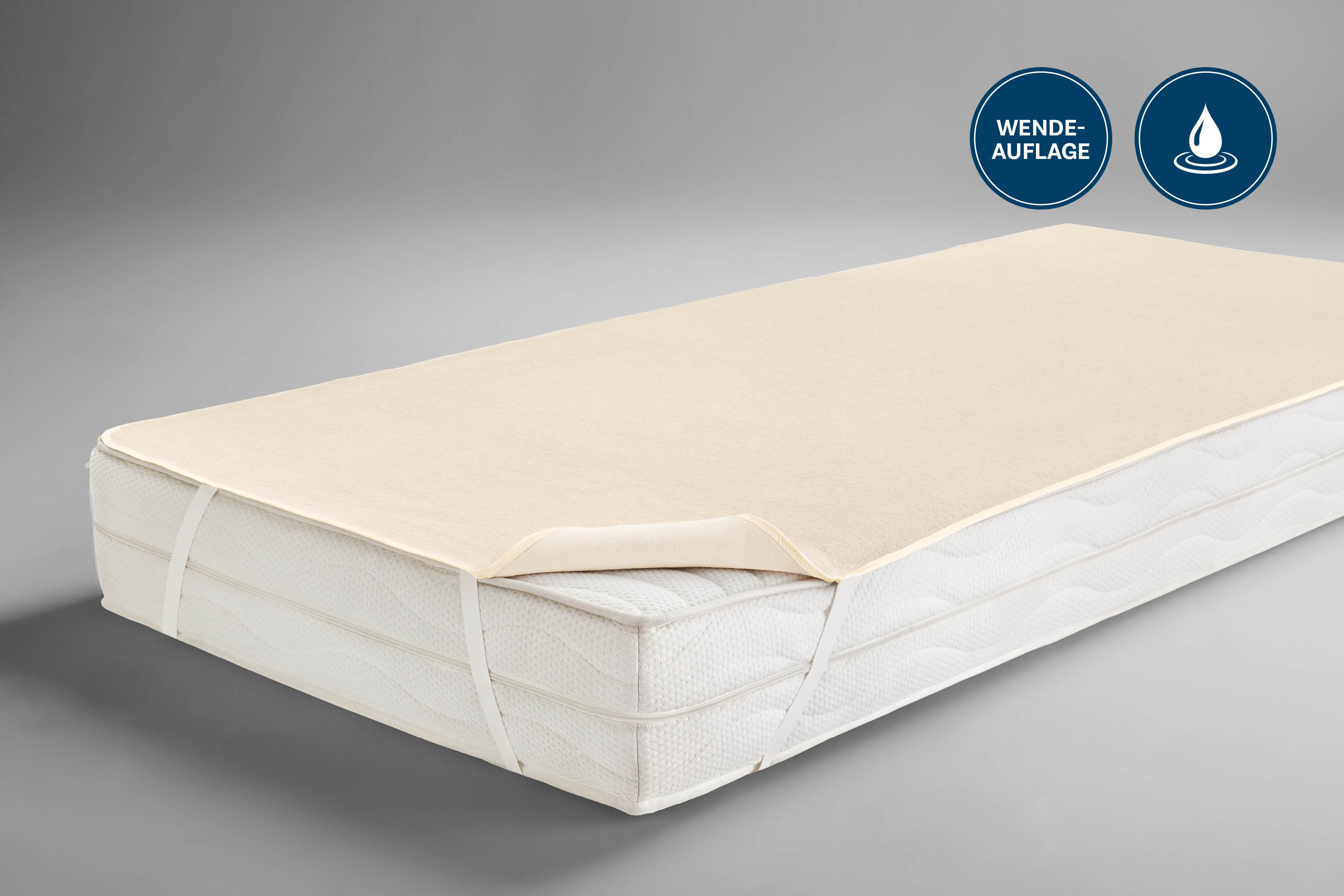 Baumwolle-Leinen Matratzenauflage wasserdicht, natur