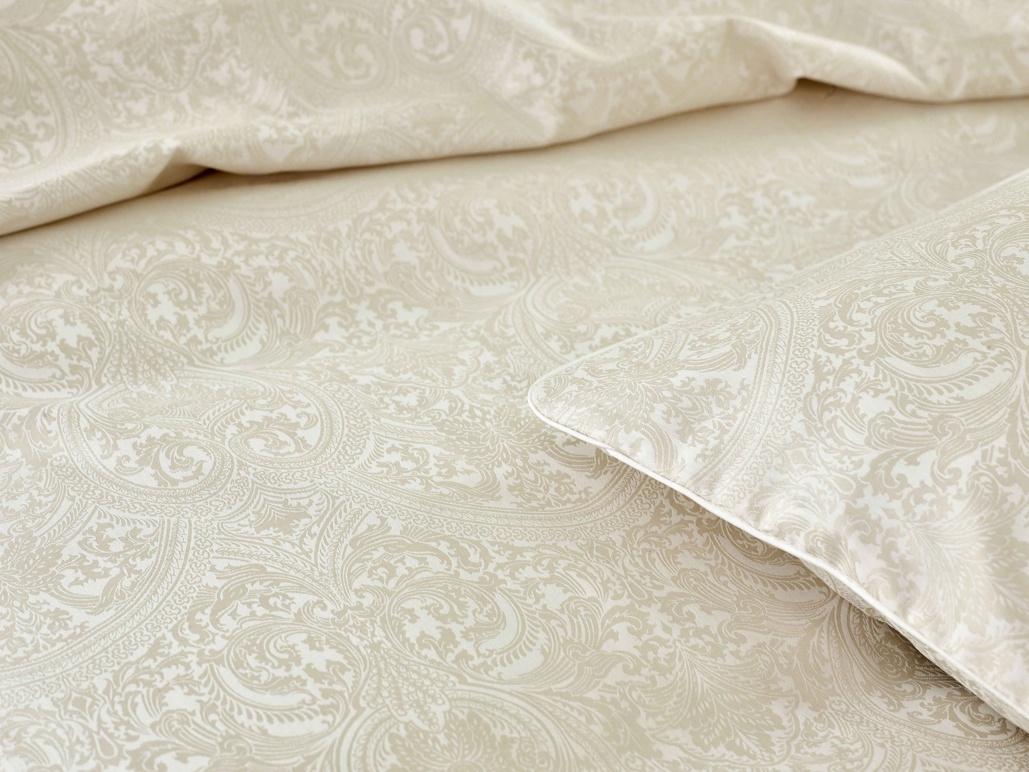 Ralph Bauer Damast-Bettwäsche Feine Ornamente Beige
