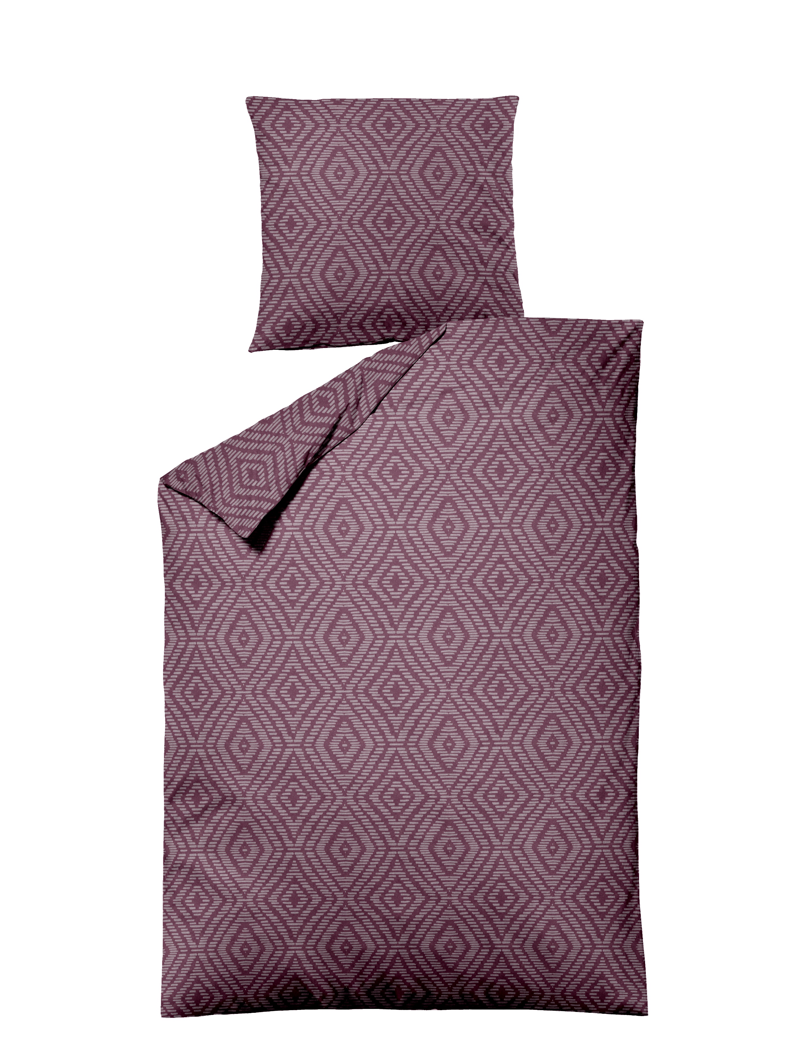 Detailaufnahme einer Schlichte kuschelige Jacquard-Flanell Bettwäsche im schlichten Design und in Bordeaux