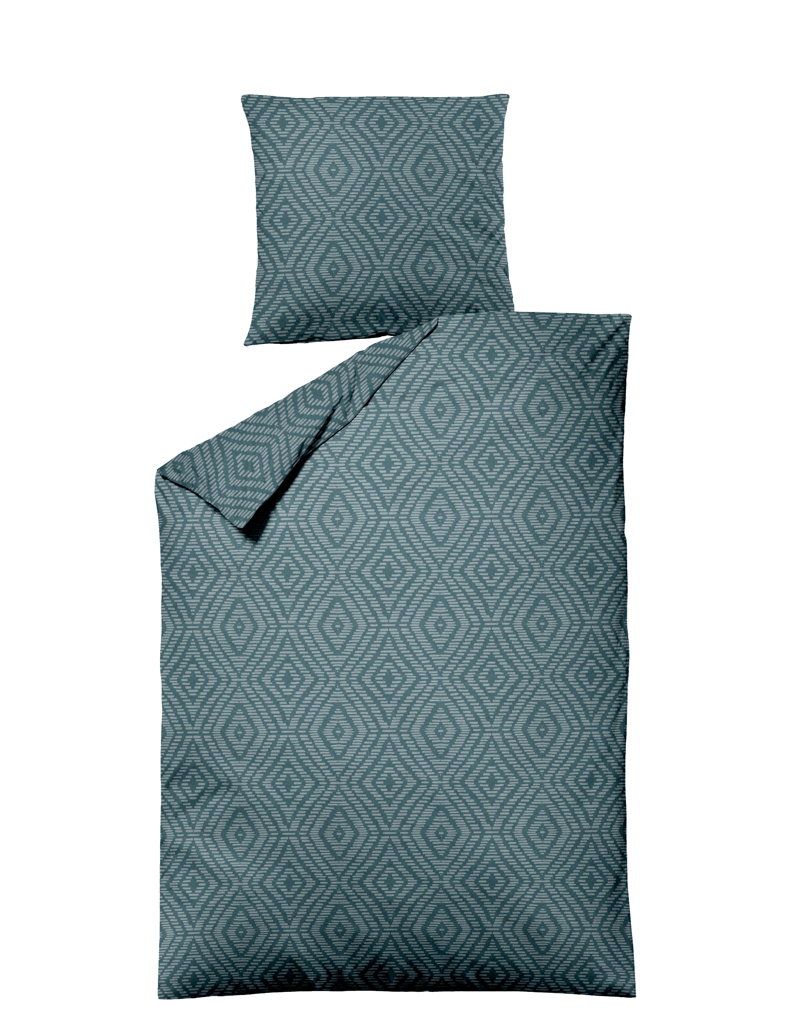 Detailaufnahme einer Kuscheligen Flanell Bettwäsche in Petrol und schlichtem Design