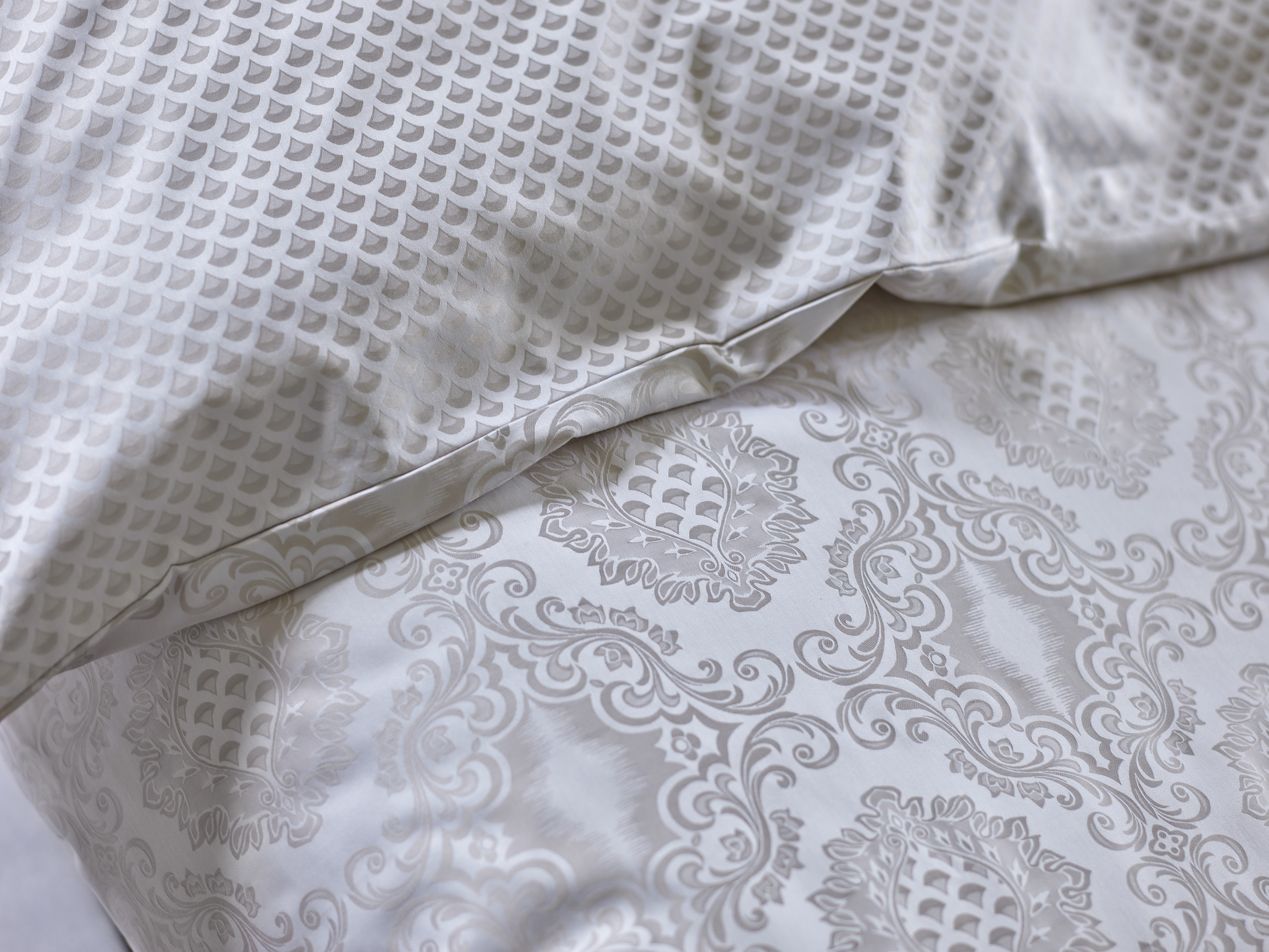 Ralph Bauer Damast-Bettwäsche Ornament Beige