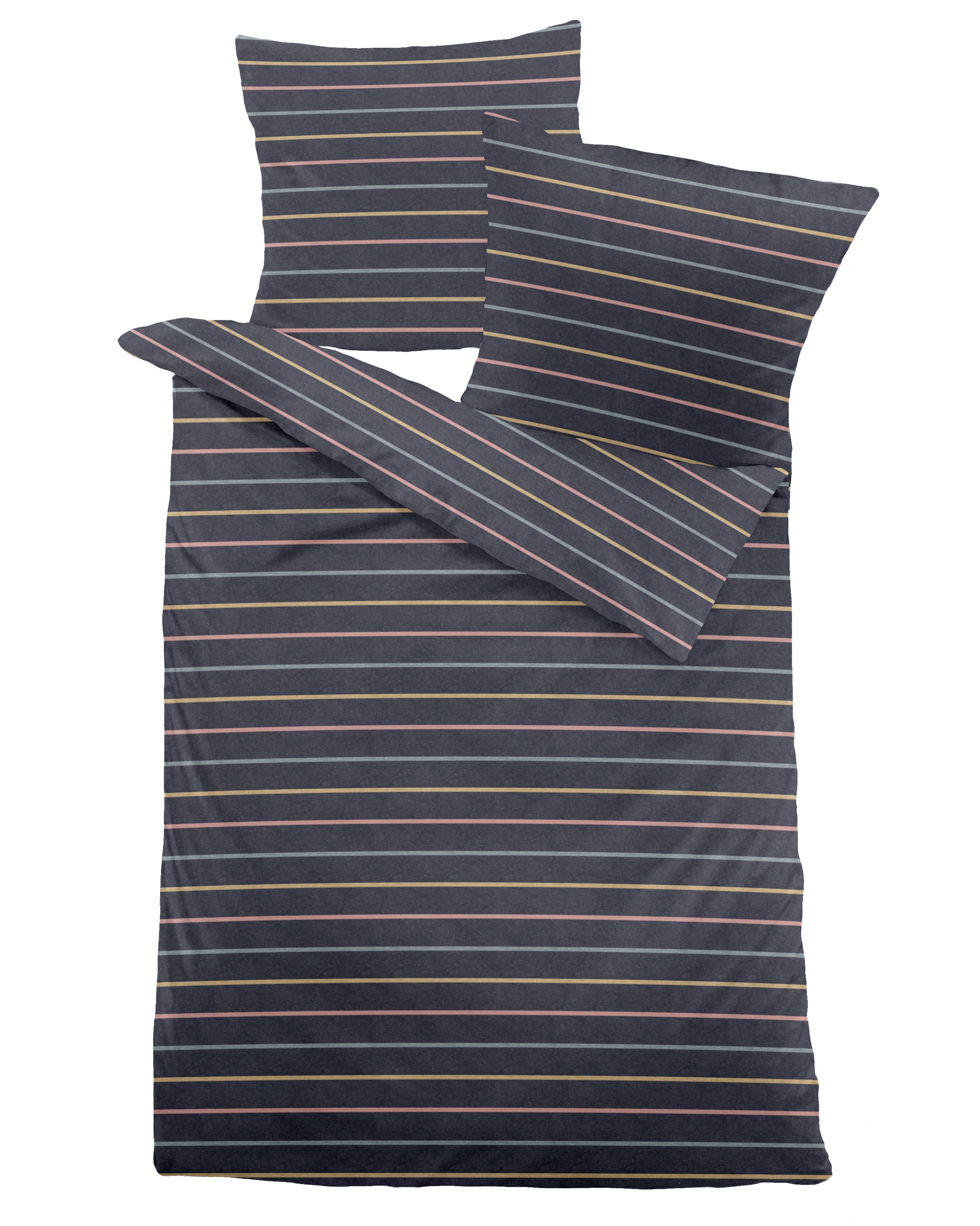 Melange-Flanell Bettwäsche 135x200 & 155x220 – 100% Baumwolle, kuschelig weich, Gestreift