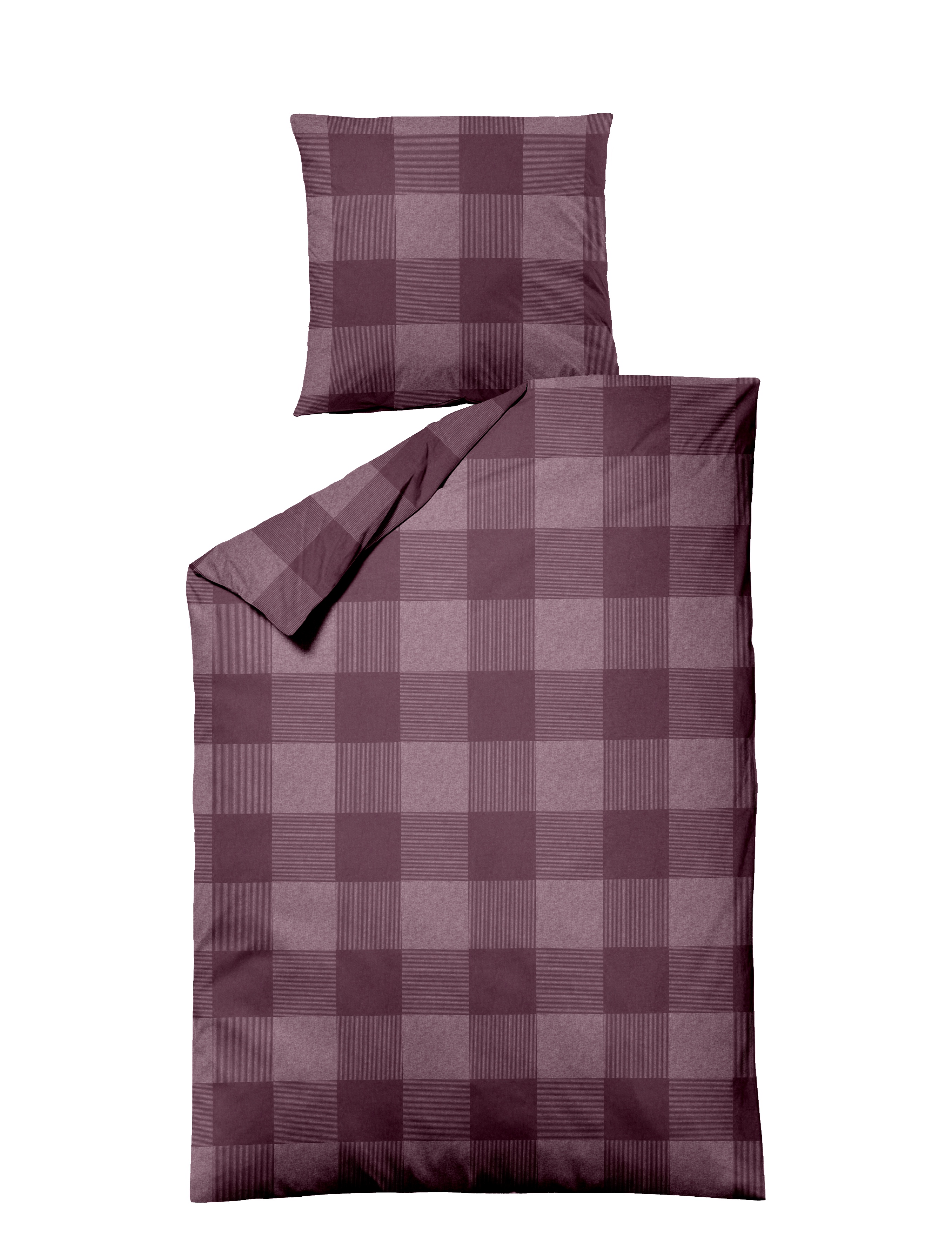 Kuschelige karierte Jacquard-Flanell Bettwäsche in Bordeau