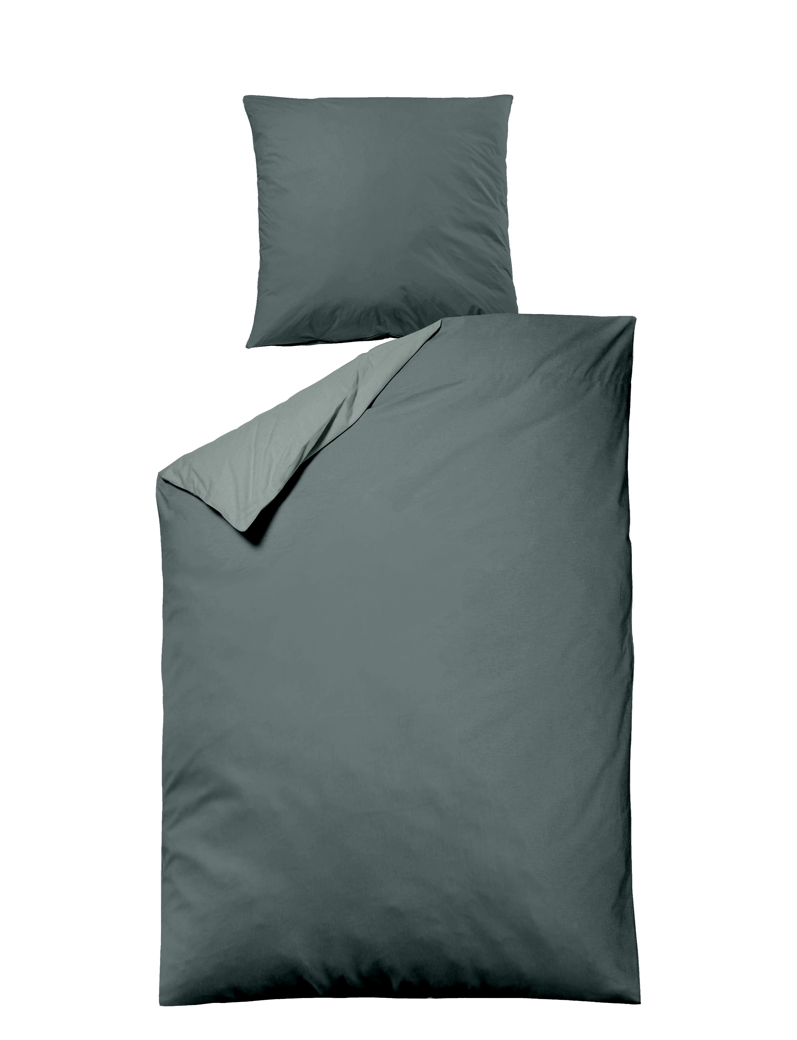 Uni-Satin Wendebettwäsche - dunkelgrün