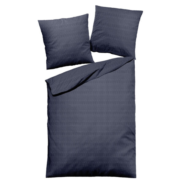 Melange-Flanell-Bettwäsche feine Streifen blau